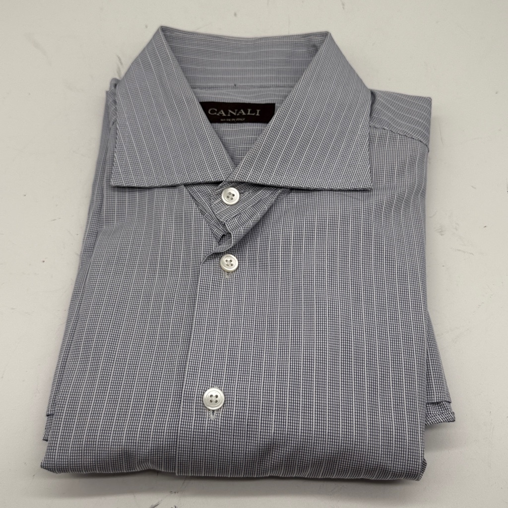 Canali Blue Striped Dress Shirt
